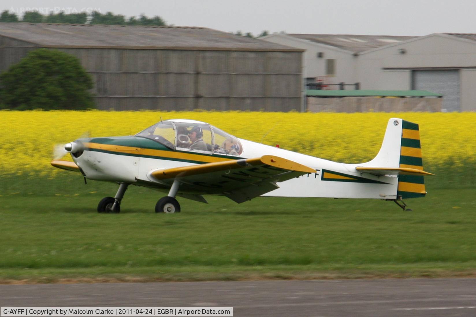 G-AYFF, 1971 Rollason Druine D-62B Condor C/N RAE/647, Rollason Druine D62B Condor at Breighton Airfield, UK in April 2011.
