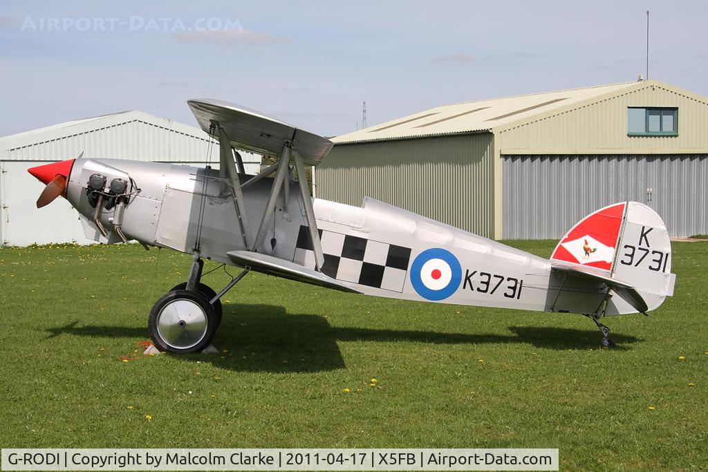 G-RODI, 1986 Isaacs Fury II C/N PFA 011-10130, Isaacs Fury II at Fishburn Airfield, UK in April 2011.