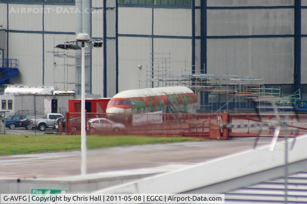 G-AVFG, 1968 Hawker Siddeley HS-121 Trident 2E C/N 2146, Forward section of HS Trident used as a Fire cabin trainer at Manchester airport