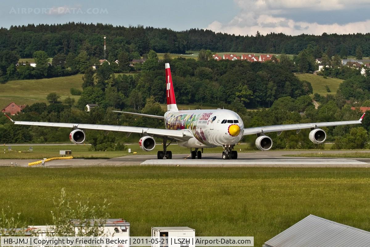 HB-JMJ, 1996 Airbus A340-313X C/N 150, line up for departure to San Francisco