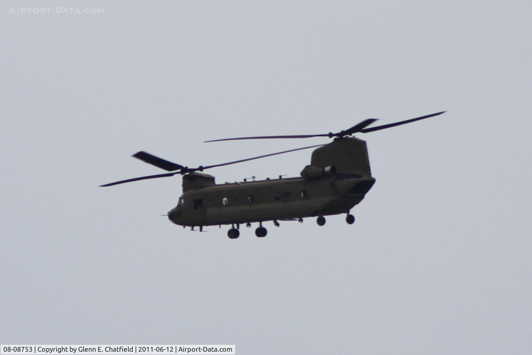 08-08753, 2011 Boeing CH-47F Chinook C/N M8753, Flying over North Liberty, IA, southeast bound