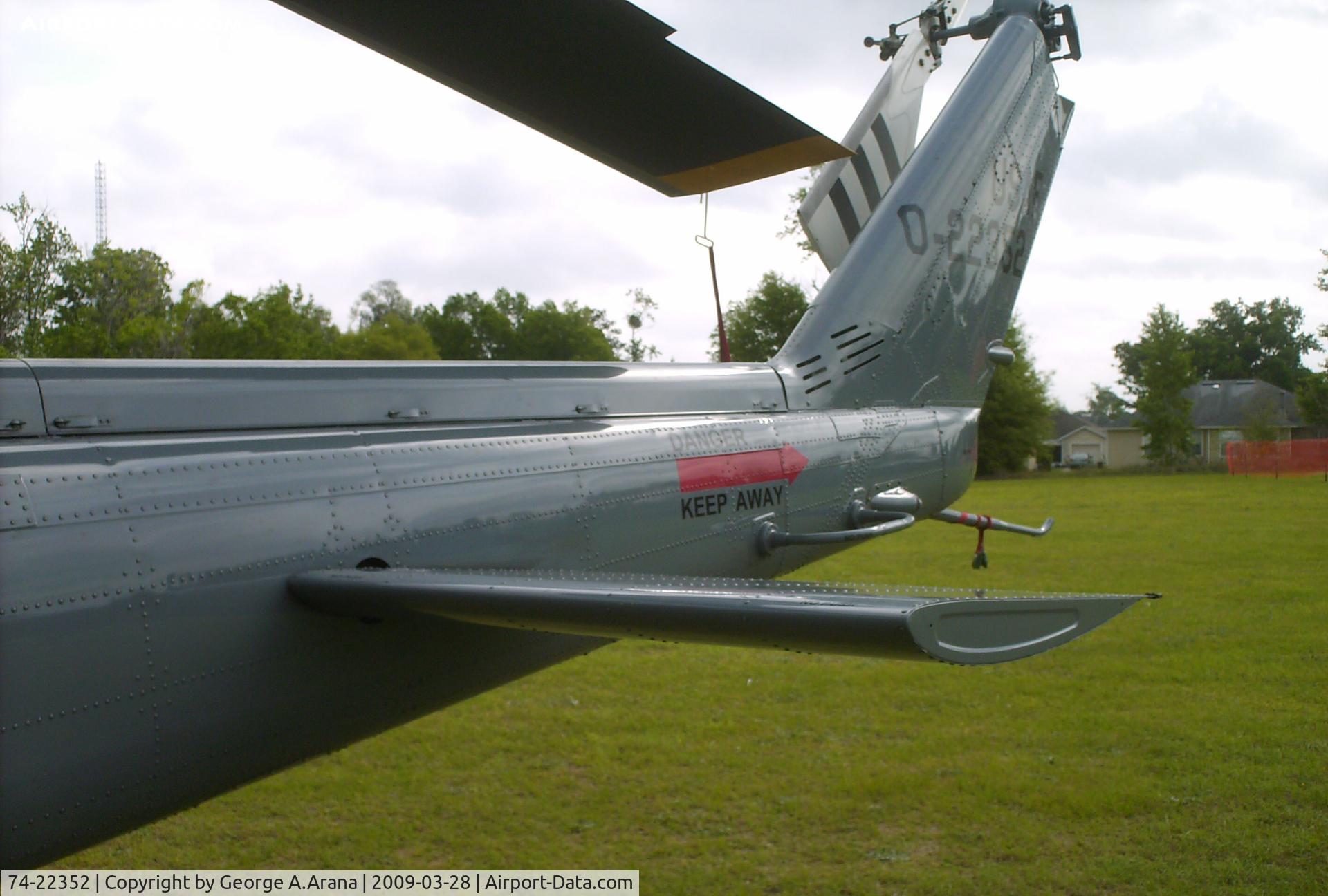 74-22352, 1974 Bell UH-1H Iroquois C/N 13676, Port side elevator and tailboom