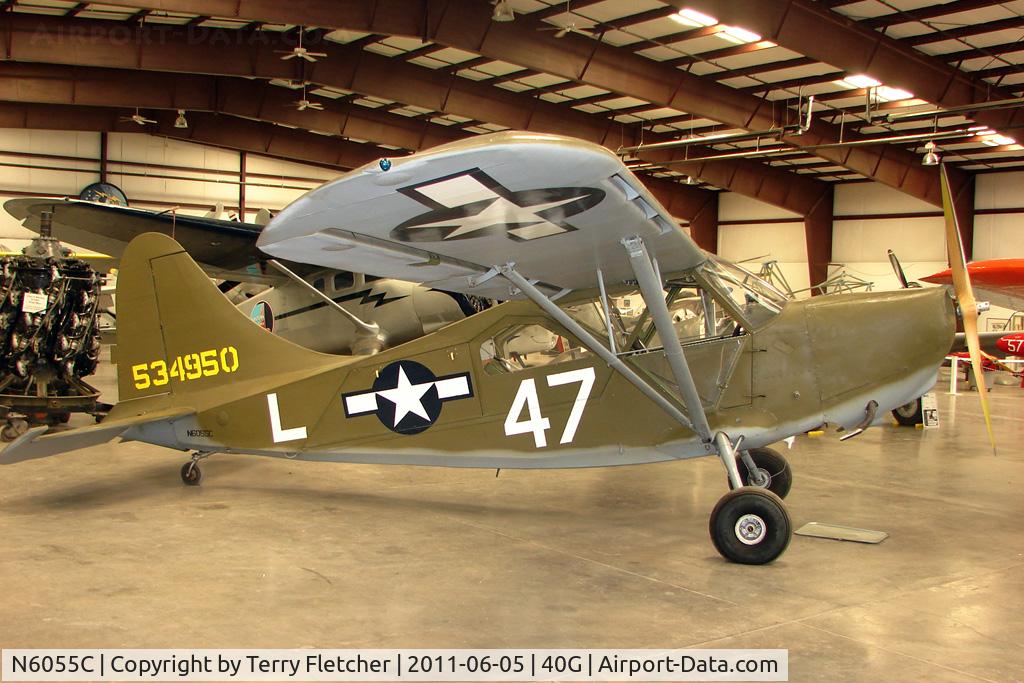 N6055C, 1945 Stinson U-19B (L-5G) C/N Not found 45-34950/N6055C, 1945 Stinson L-5G, c/n: 45-34950 displayed at Planes of Fame , Valle AZ