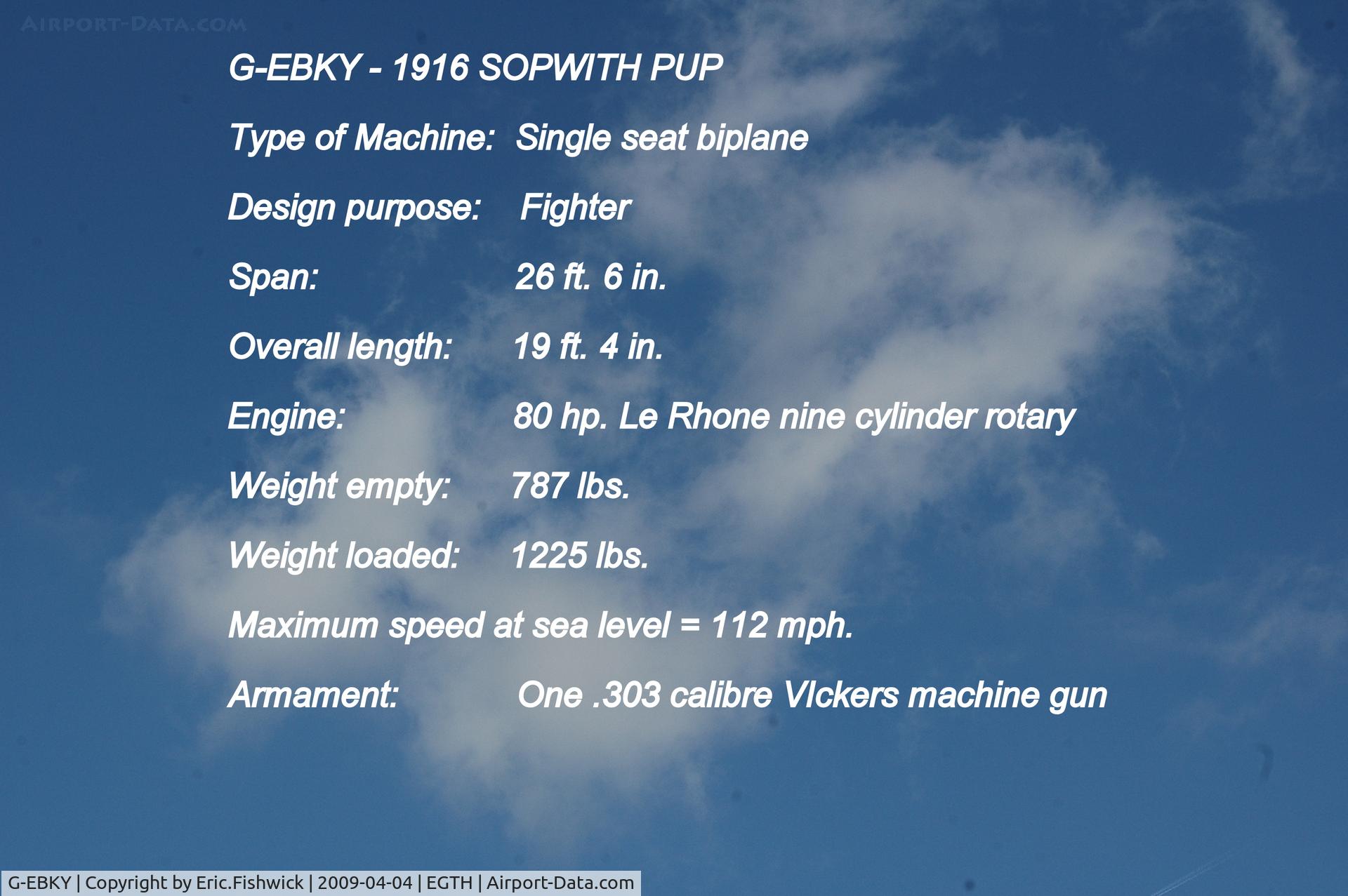 G-EBKY, 1920 Sopwith Pup C/N W/O 3004/14, DESCRIPTION