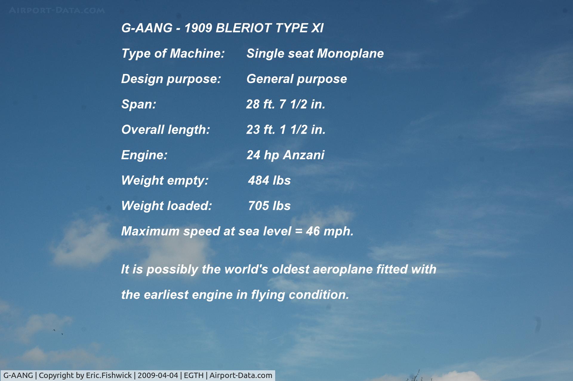 G-AANG, 1911 Bleriot Type XI C/N 14, DESCRIPTION