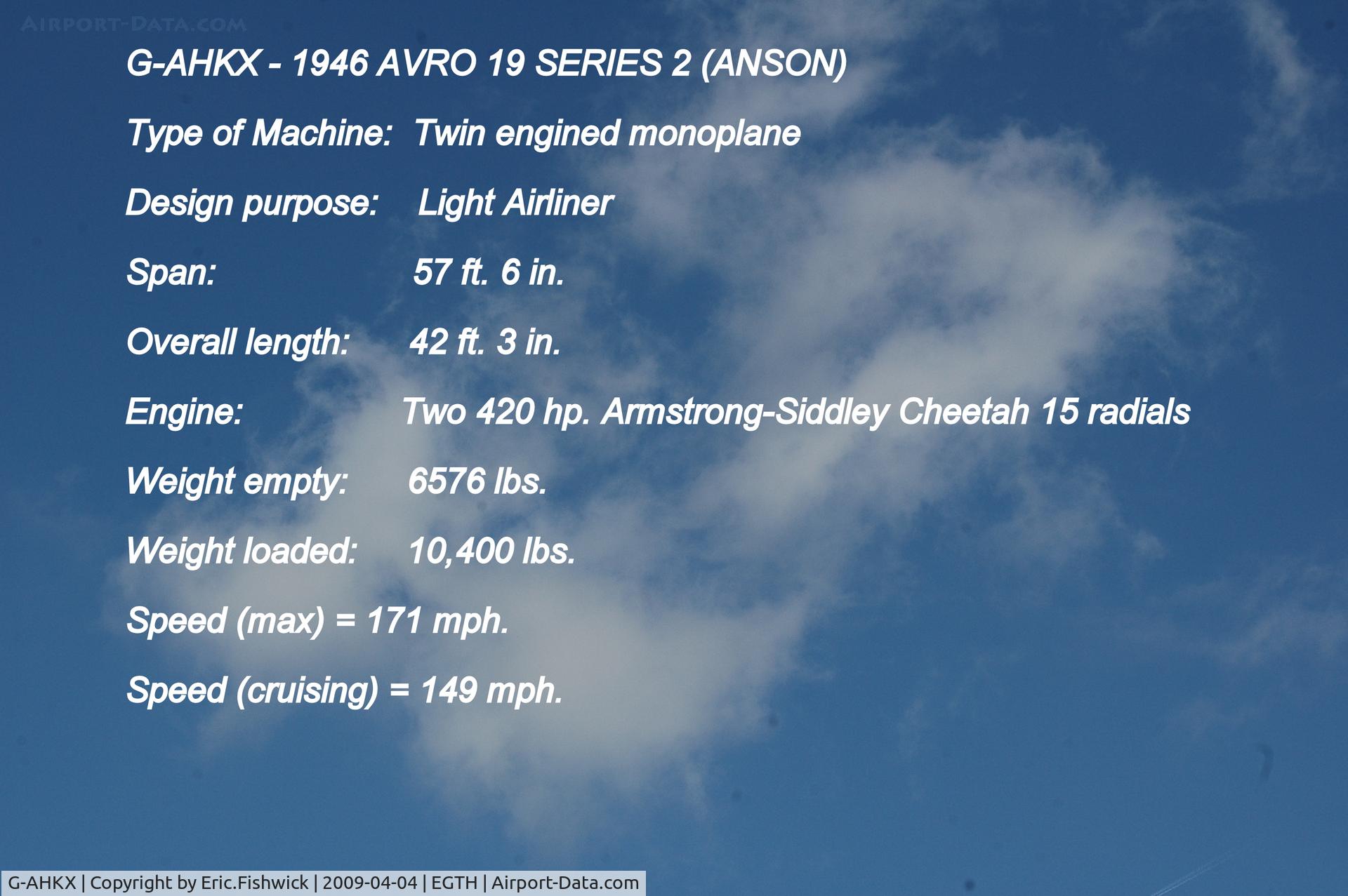 G-AHKX, 1946 Avro 652A Anson C.19 Series 2 C/N 1333, DESCRIPTION