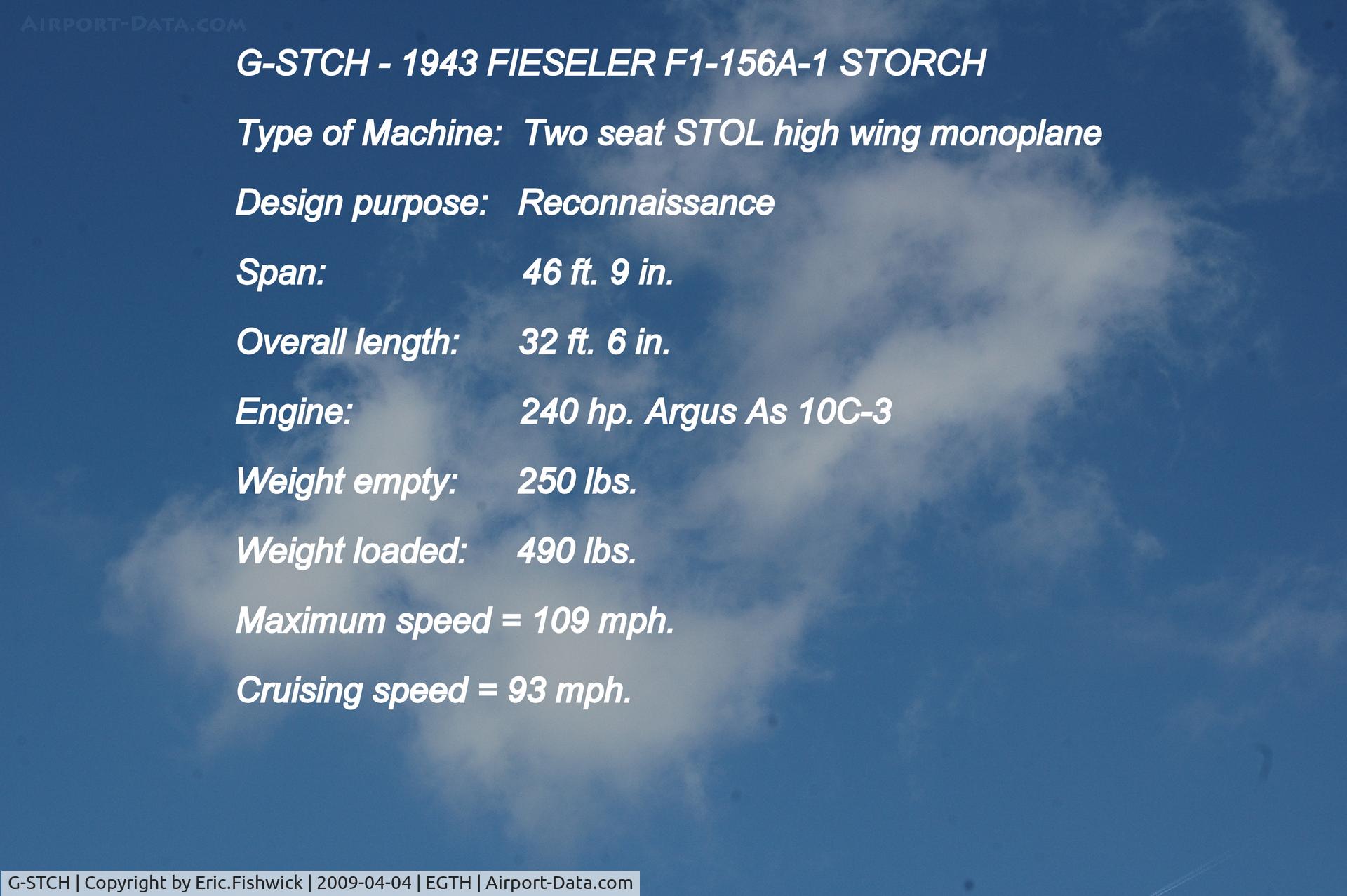 G-STCH, 1942 Fieseler Fi-156A-1 Storch C/N 2088, DESCRIPTION