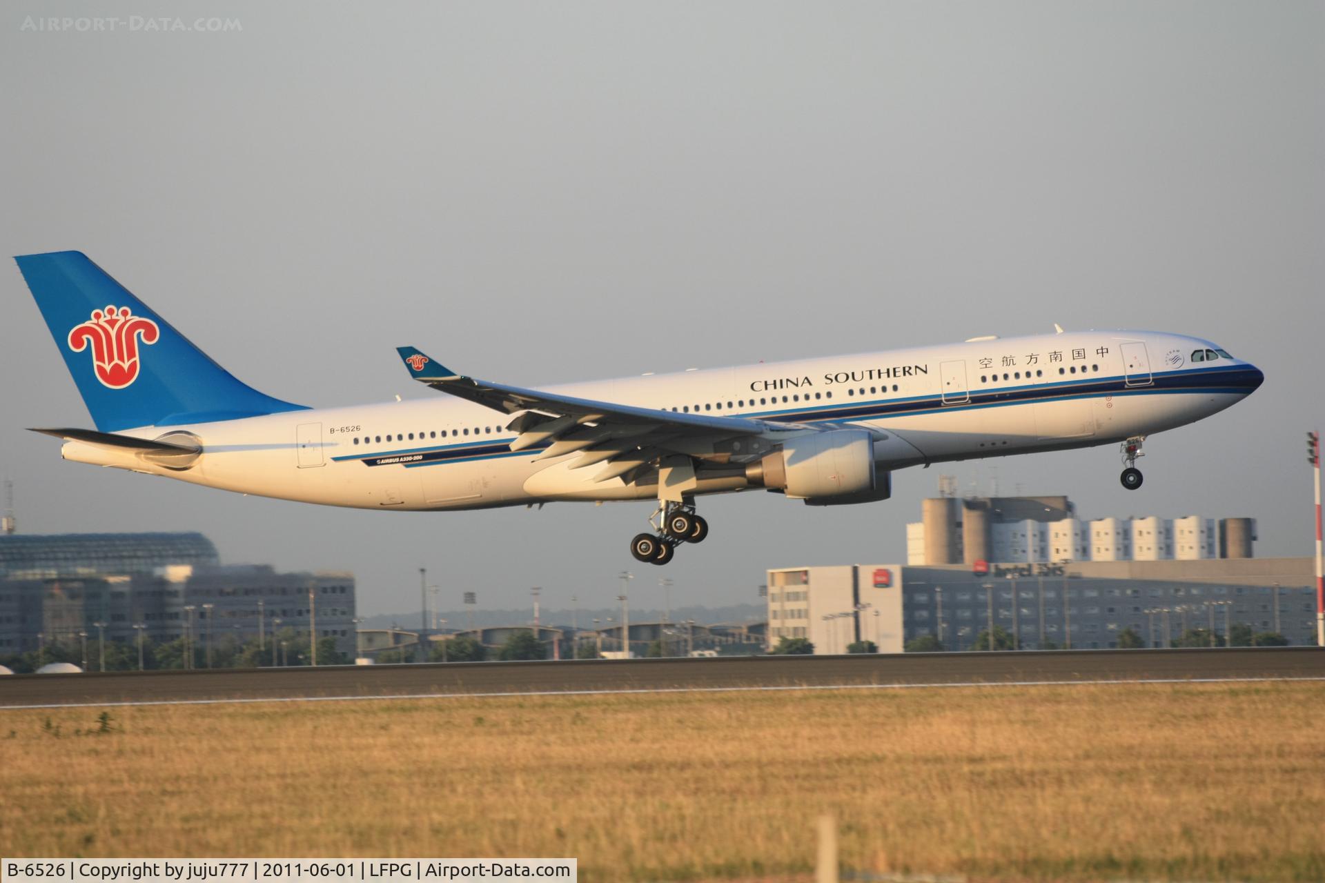 B-6526, 2011 Airbus A330-223 C/N 1220, on landing at CDG