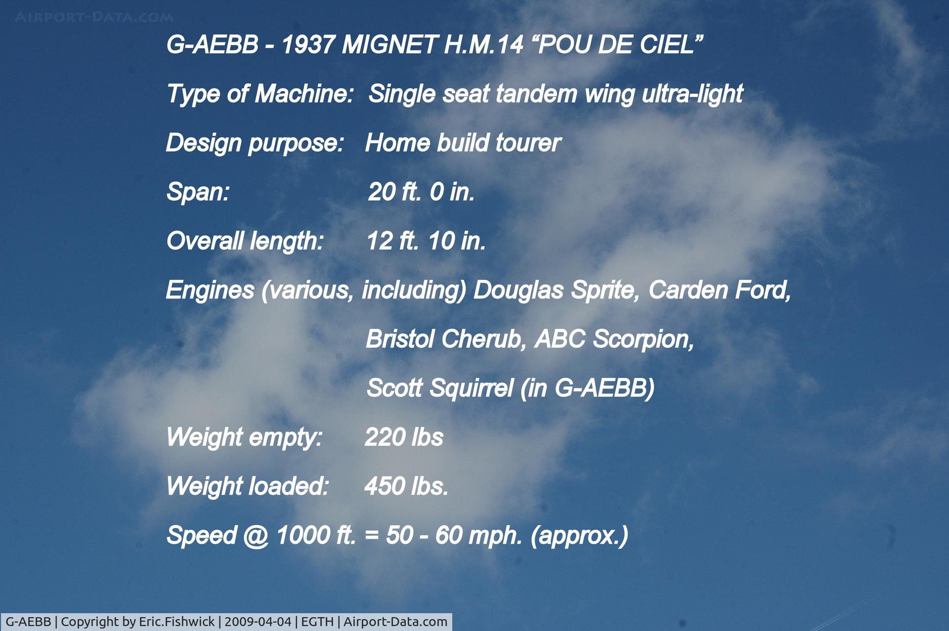 G-AEBB, Mignet HM.14 Pou-du-Ciel C/N KWO.1, DESCRIPTION