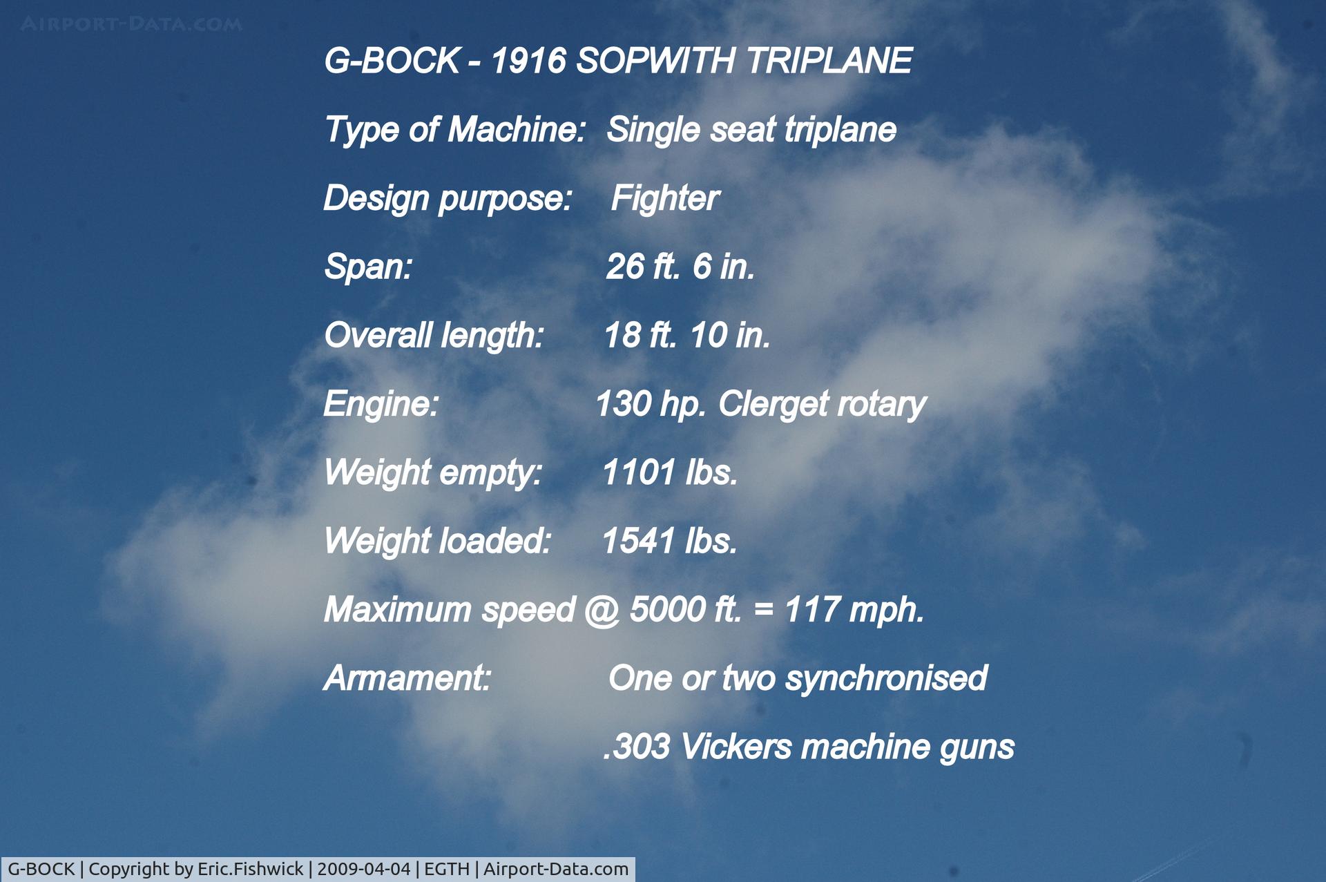G-BOCK, 1980 Sopwith Triplane Replica C/N NAW-1, DESCRIPTION