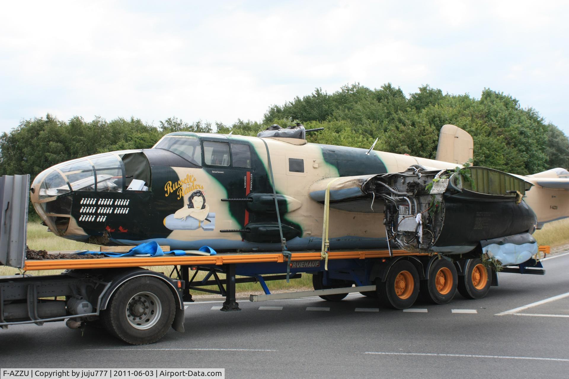 F-AZZU, 1945 North American B-25J Mitchell Mitchell C/N 108-47562, crash due to engine fire near Réau