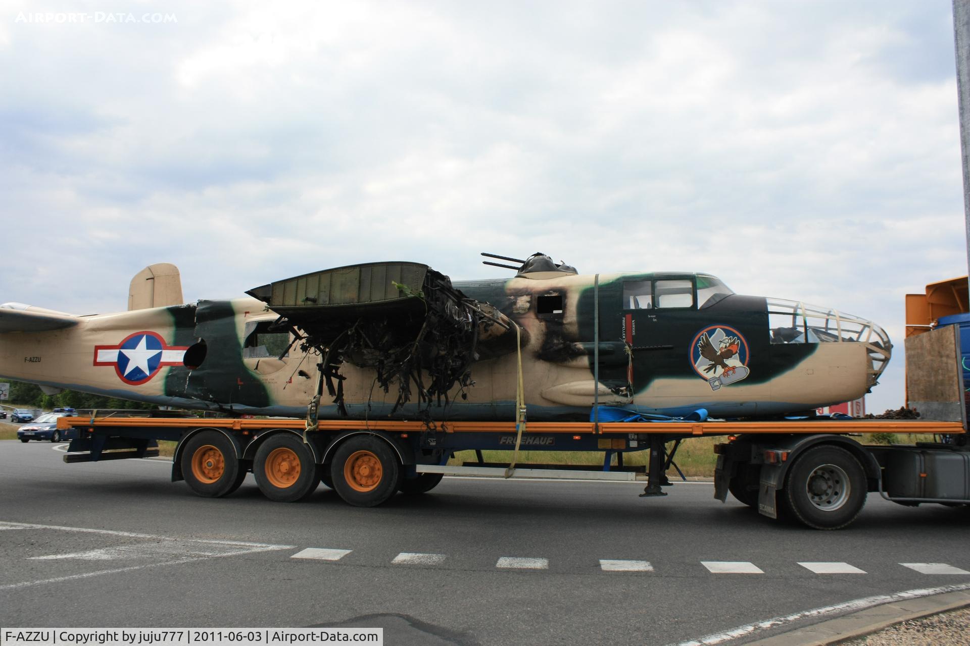 F-AZZU, 1945 North American B-25J Mitchell Mitchell C/N 108-47562, crash due to engine fire near Réau