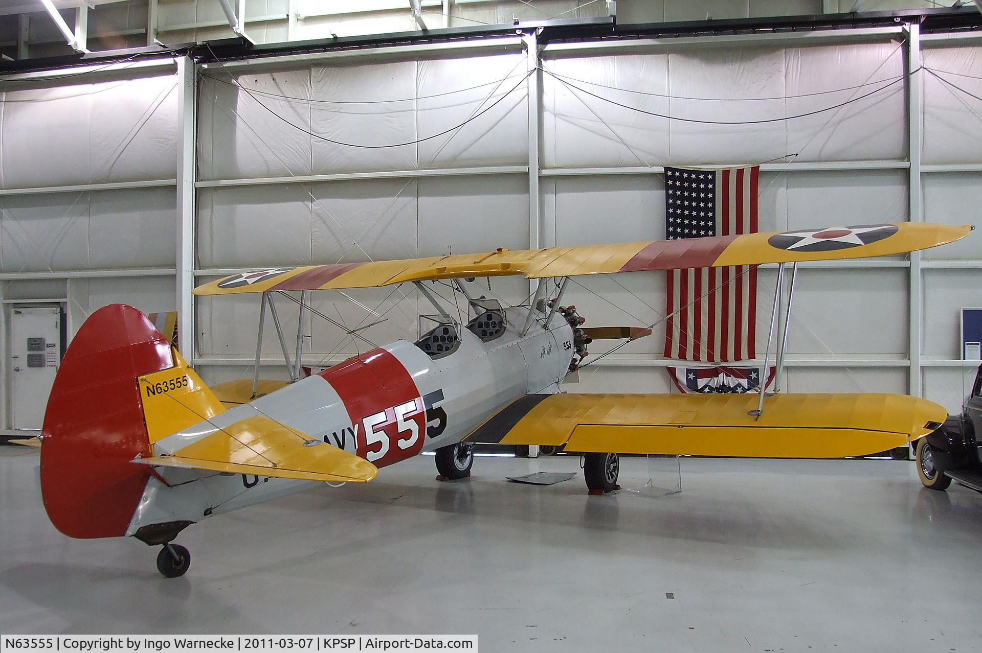 N63555, 1946 Boeing A75N1(PT17) C/N 75-8014, Boeing (Stearman) A75N1 (PT-17) at the Palm Springs Air Museum, Palm Springs CA