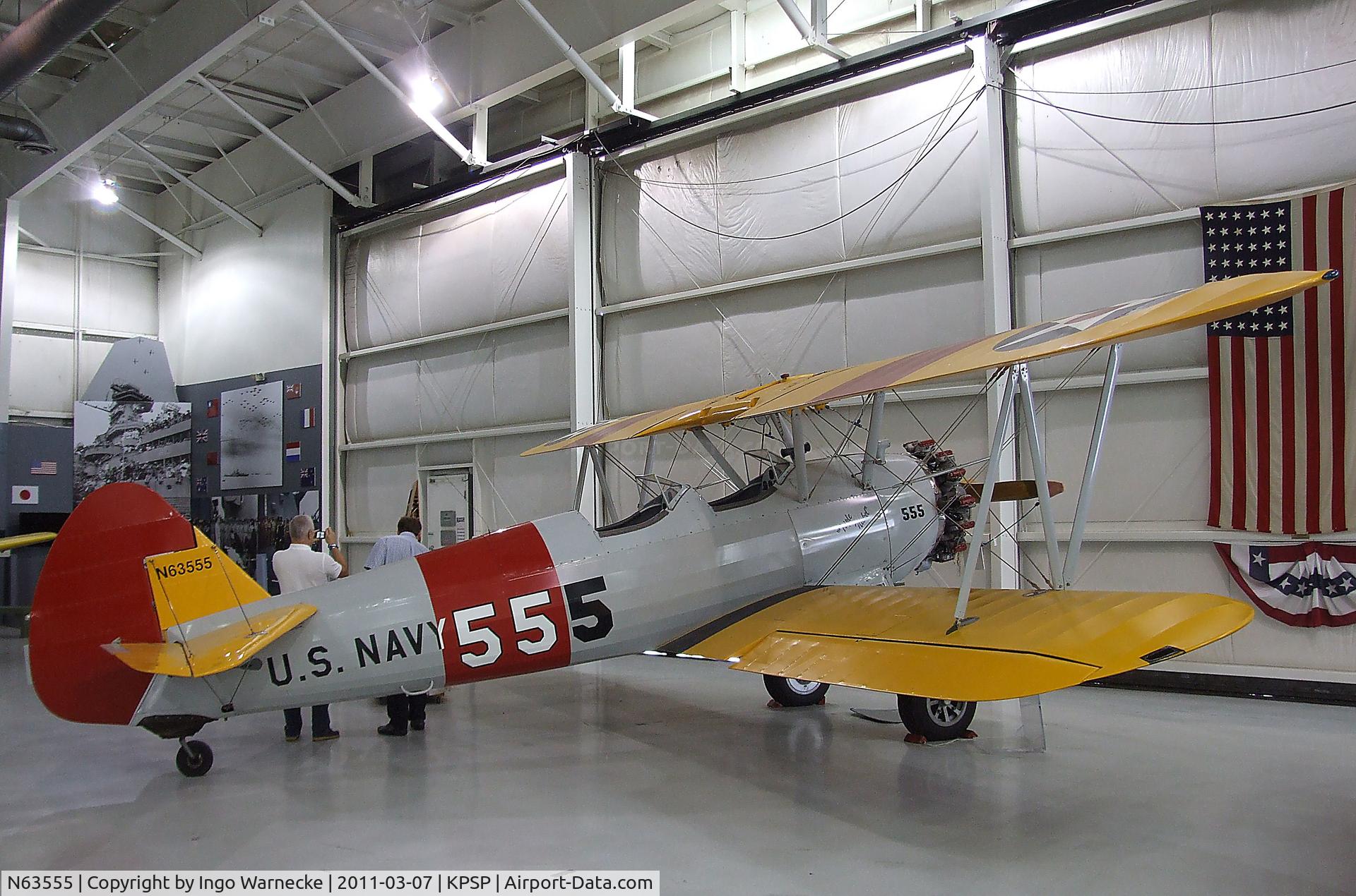 N63555, 1946 Boeing A75N1(PT17) C/N 75-8014, Boeing (Stearman) A75N1 (PT-17) at the Palm Springs Air Museum, Palm Springs CA