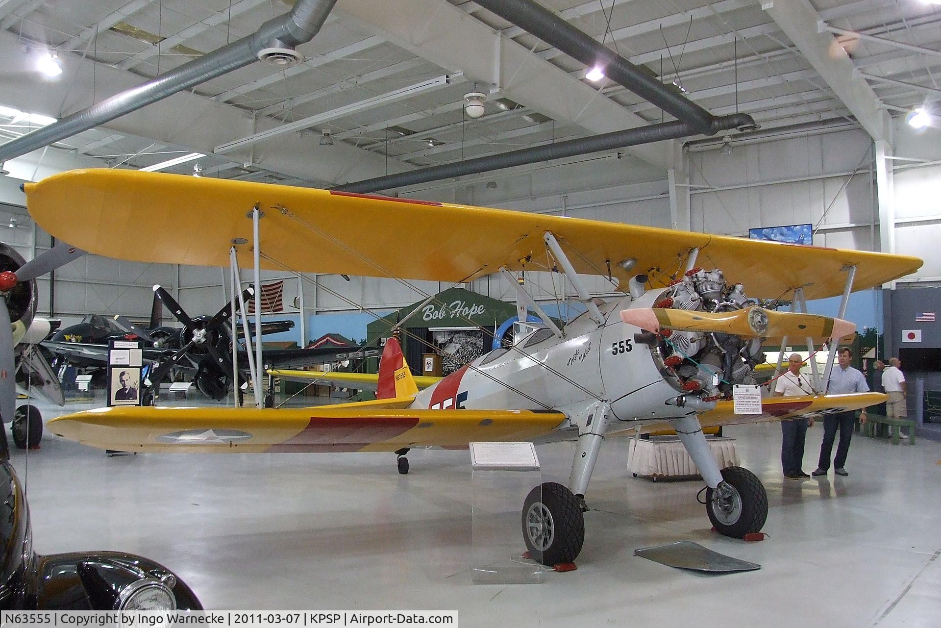 N63555, 1946 Boeing A75N1(PT17) C/N 75-8014, Boeing (Stearman) A75N1 (PT-17) at the Palm Springs Air Museum, Palm Springs CA