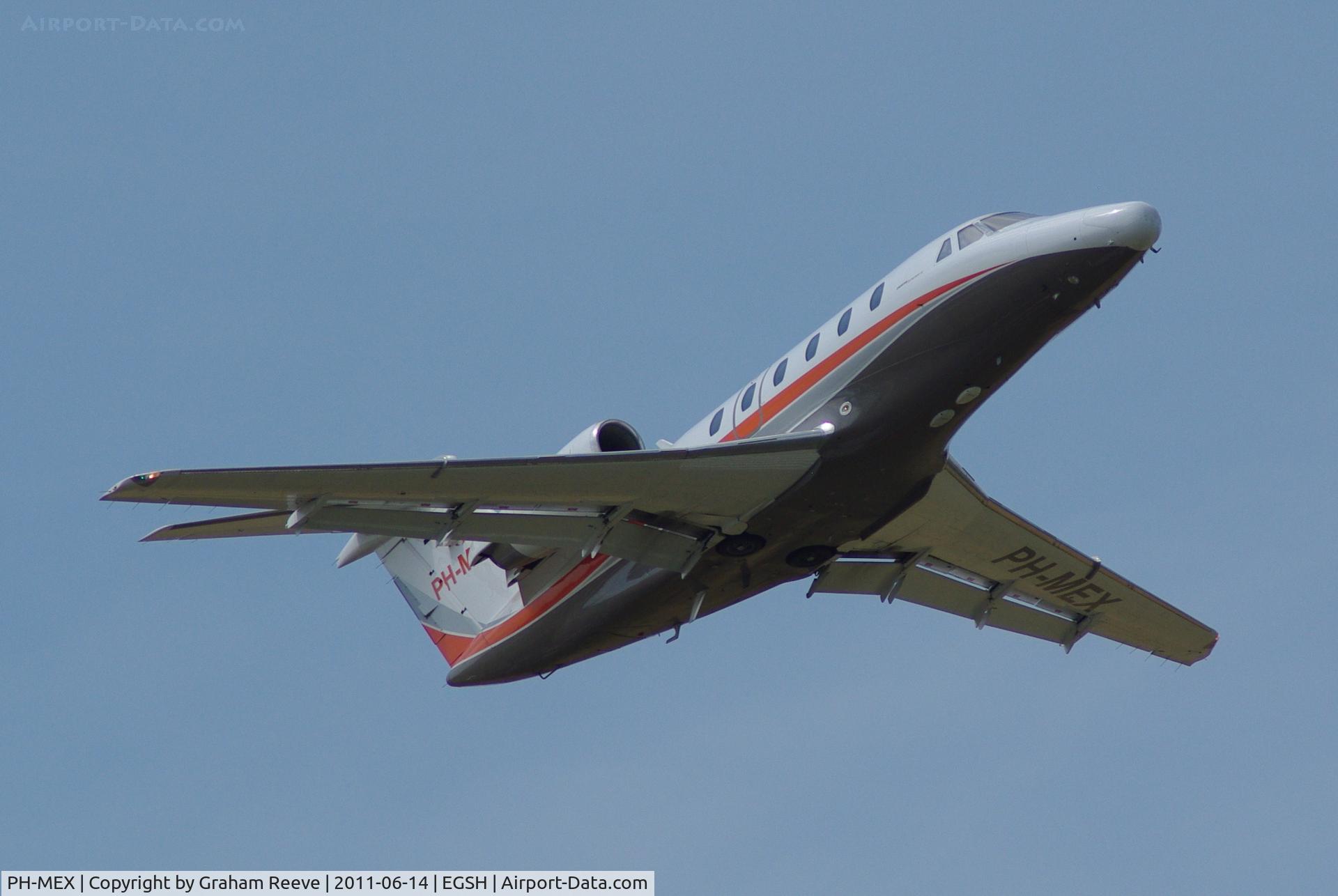 PH-MEX, 1992 Cessna 650 Citation VI C/N 650-0217, Departing from Norwich.