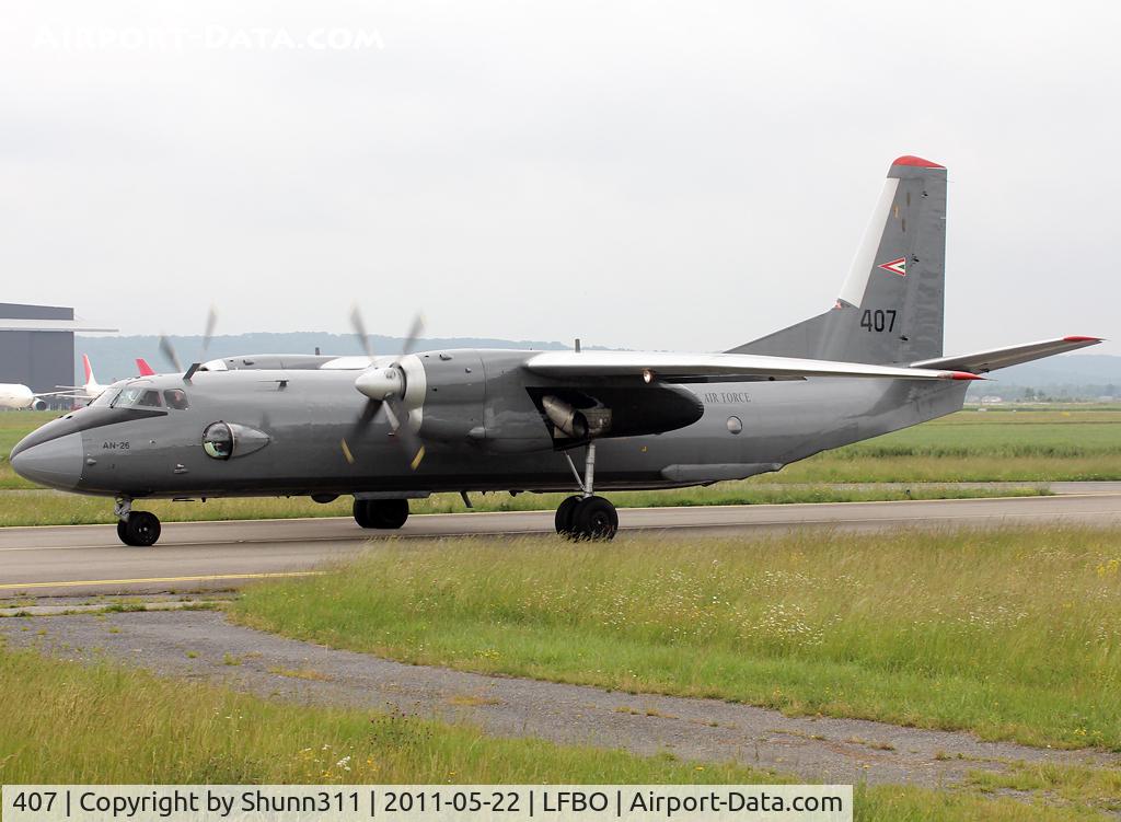 407, Antonov An-26 C/N 57303407, Taxiing holding point rwy 02 for departure...