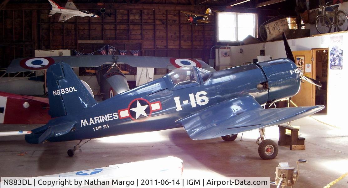 N883DL, 1978 WAR Vought F4U Corsair C/N 15, This lovely plane is on display at the Kingman ARMY Airfield Museum, located at the Kingman Arizona Airport. My brother wants it ... not gonna happen.