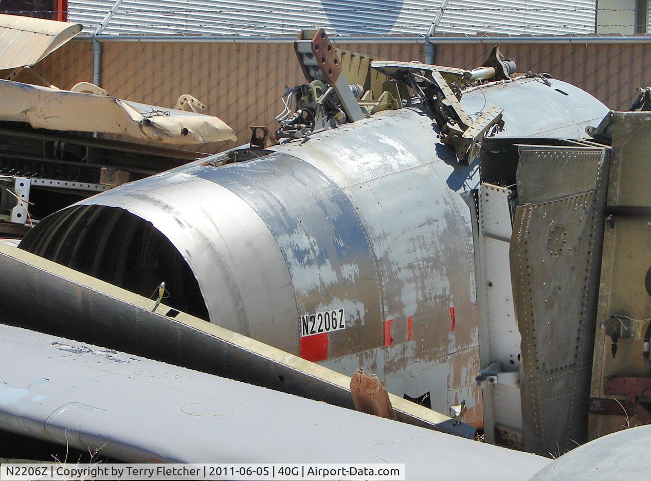 N2206Z, North American/kemp F-100A C/N ATL-F-100-A-01, Noted in a compound at the rear of Planes of Fame , Valle AZ