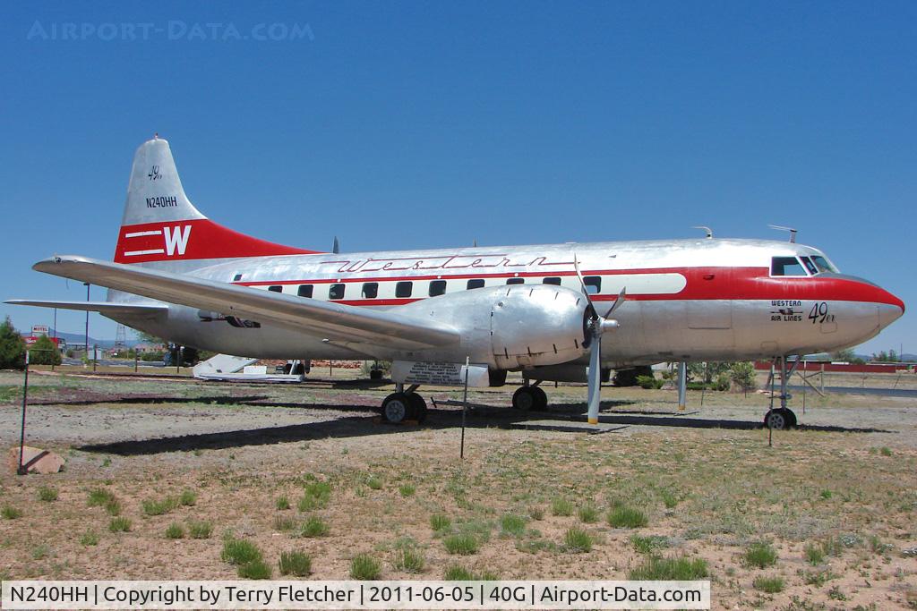 N240HH, 1948 Convair CV-240-1 C/N 47, Classic Airliner 1948 Convair 240-1, c/n: 47 presrved in Western Airlines colours at Planes of Fame , Valle AZ