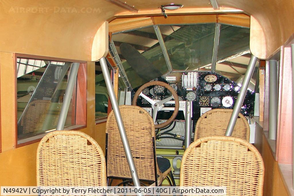 N4942V, 1929 Curtiss-Wright Travel Air A-6000-A C/N 1040, Interior of 1954 Curtiss Wright TRAVEL AIR A-6000-A, c/n: 1040 at Valle , AZ