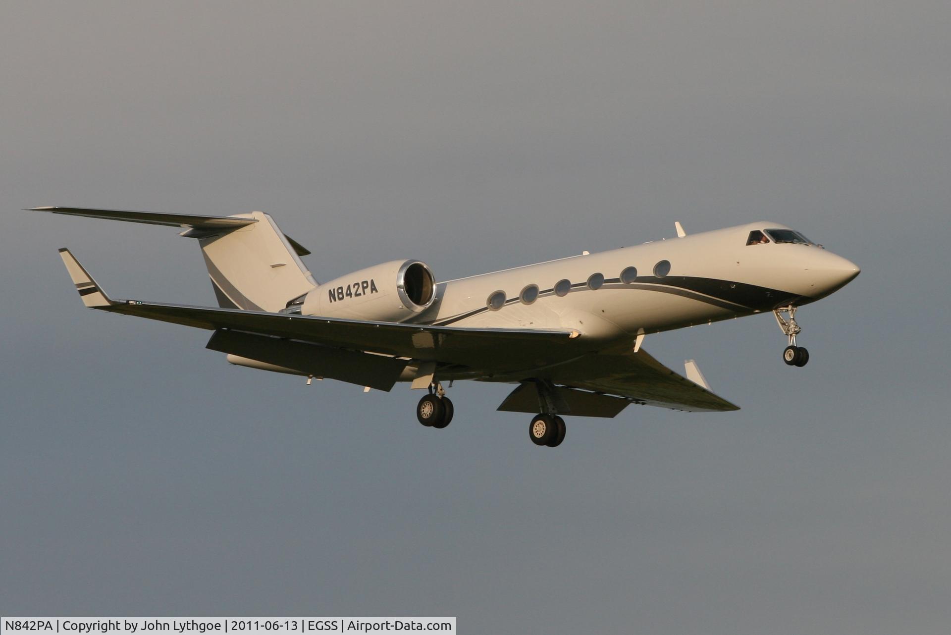 N842PA, 1988 Gulfstream Aerospace G-IV C/N 1057, Short finals runway 24.London Stansted.EGSS.
13/06/11.