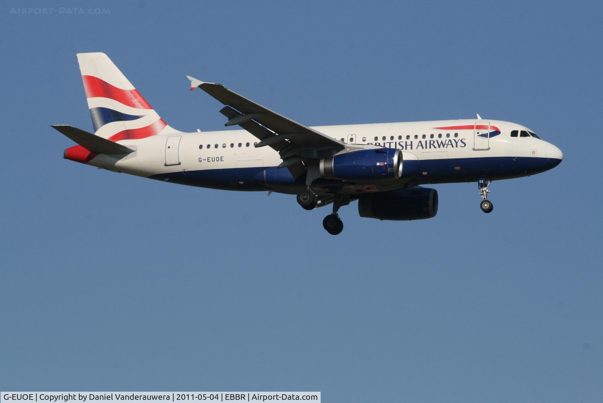 G-EUOE, 2001 Airbus A319-131 C/N 1574, Arrival of flight BA388 to RWY 02