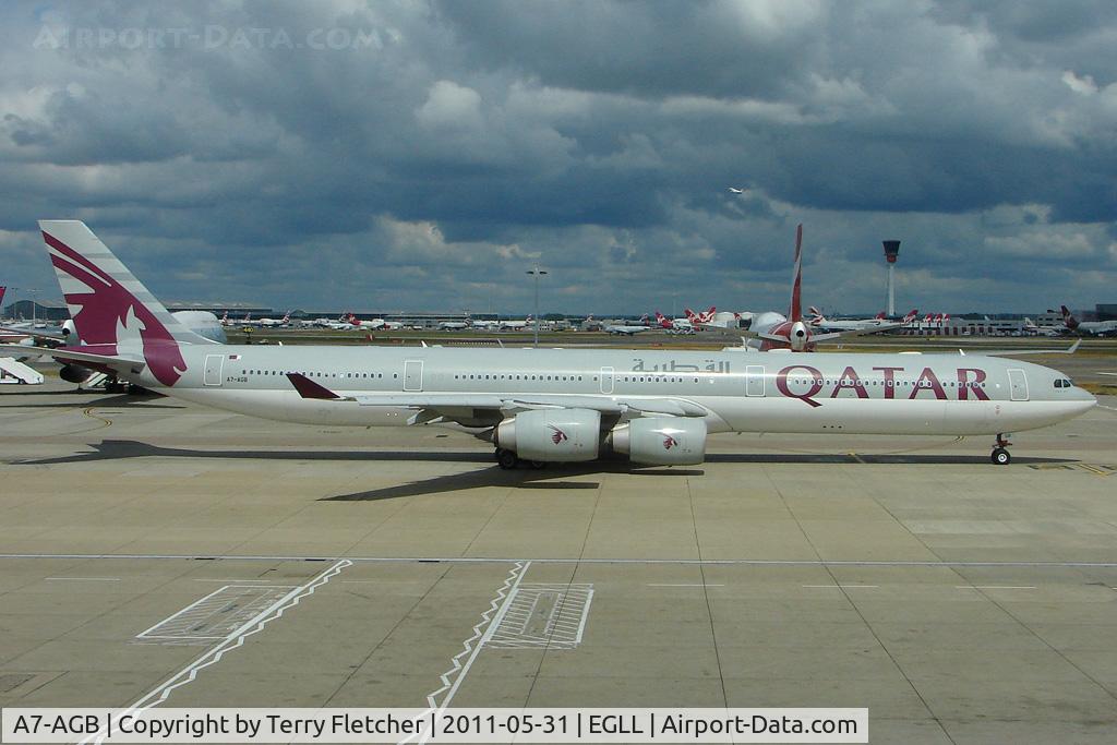 A7-AGB, 2005 Airbus A340-642X C/N 715, 2005 Airbus 340-642, c/n: 715 of Qatar Airways taxying at Heathrow T4