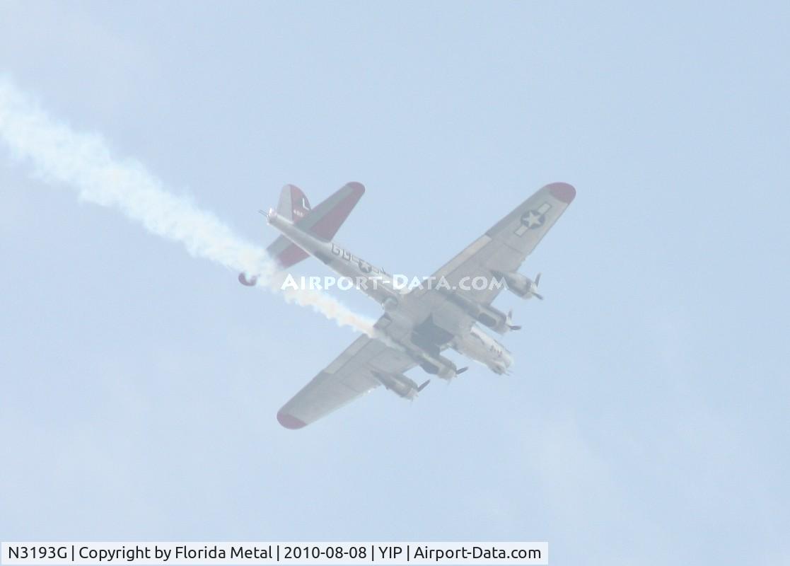 N3193G, 1944 Boeing B-17G Flying Fortress C/N 77255, Yankee Lady about to do a parachute drop out the bomb bay door