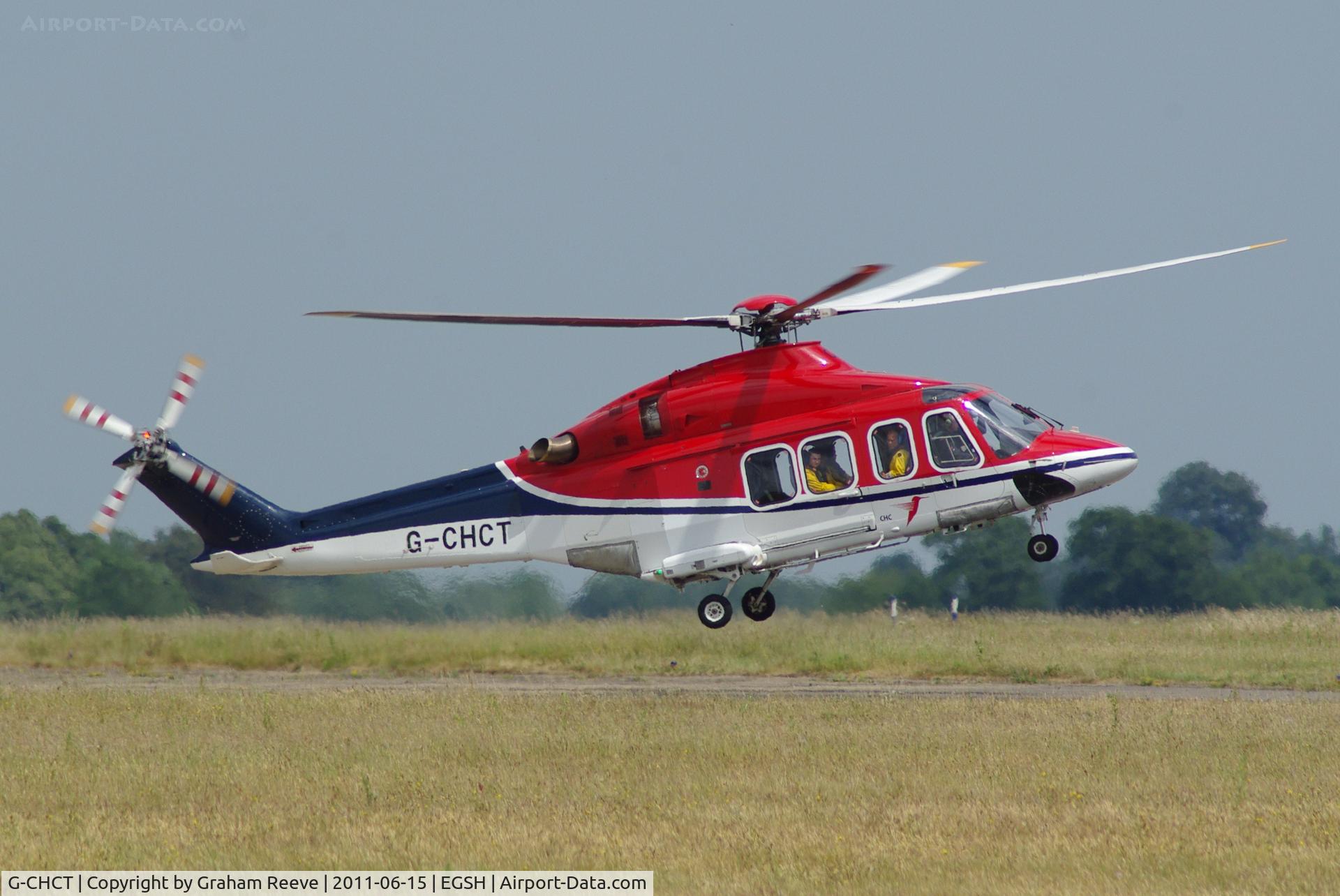 G-CHCT, 2006 Agusta AB-139 C/N 31042, Landing at Norwich.
