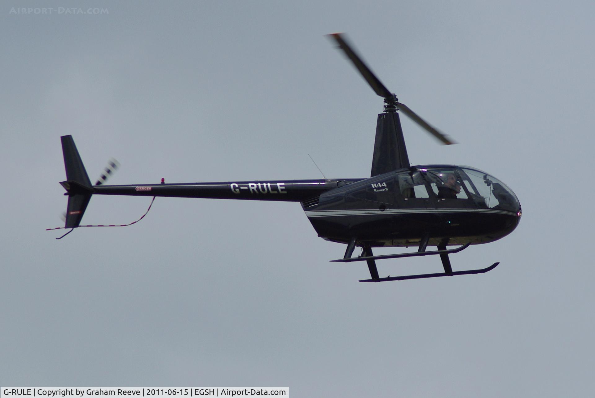 G-RULE, 2005 Robinson R44 Raven II C/N 11039, Landing at Norwich.