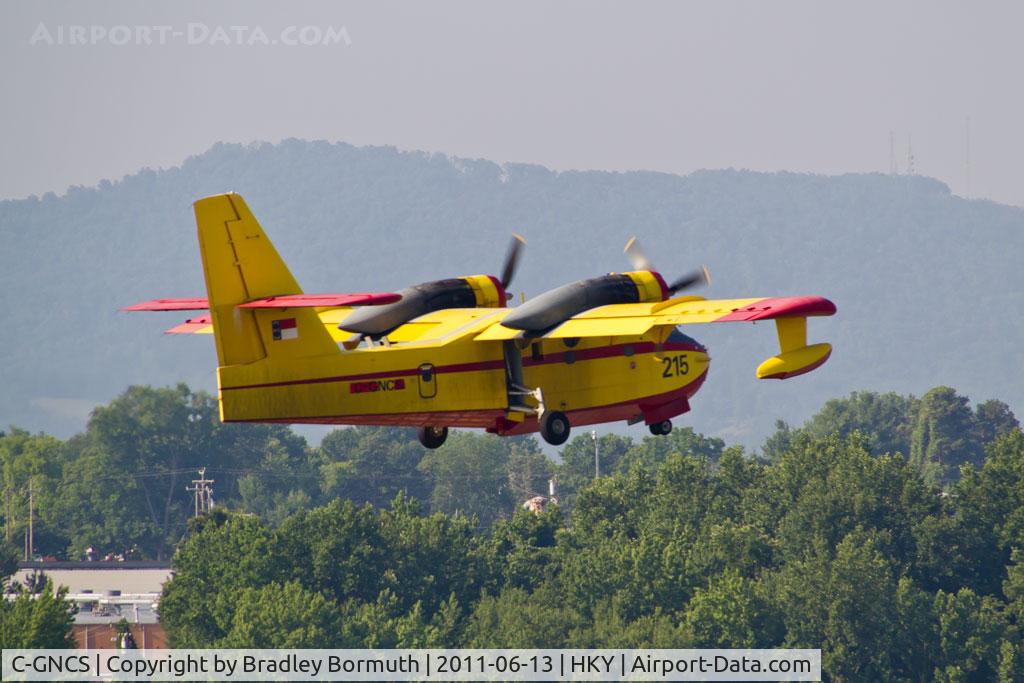 C-GNCS, 1969 Canadair CL-215-I (CL-215-1A10) C/N 1008, The final takeoff from Hickory, NC as old N215NC heads to Yellowknife, NWT to join the CL-215 fleet at Buffalo Airways.