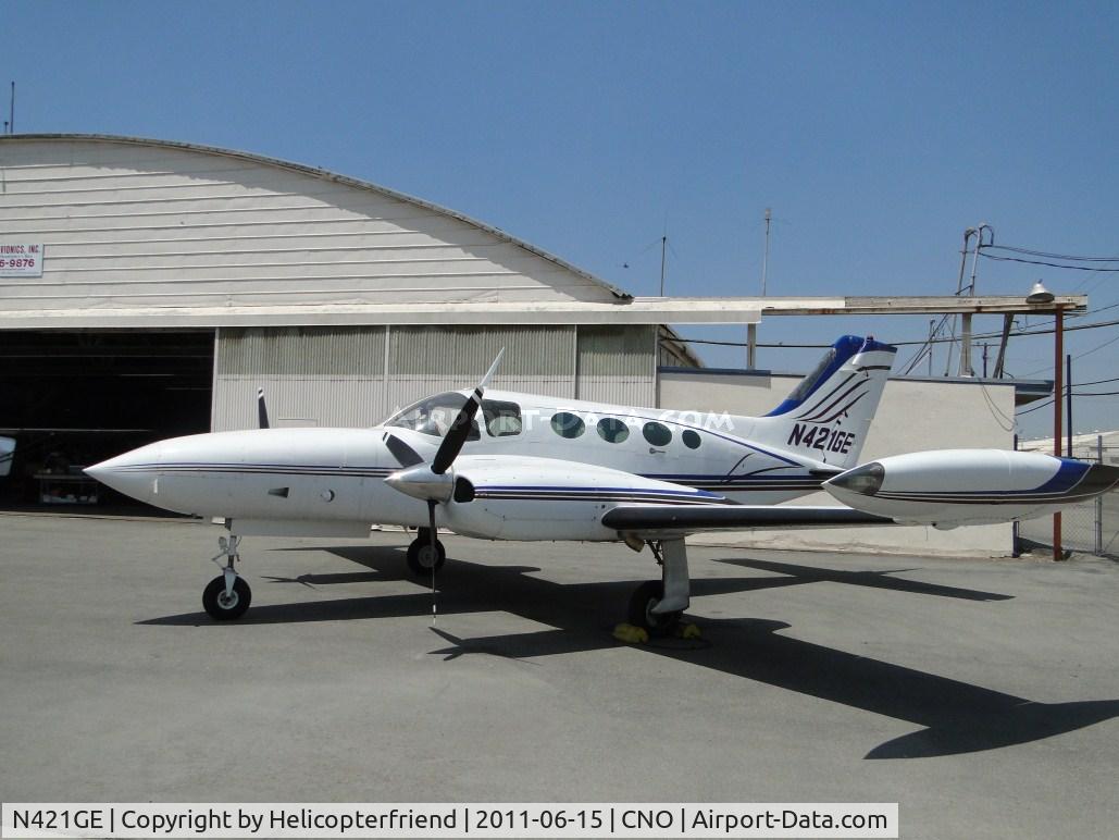N421GE, 1970 Cessna 421B Golden Eagle C/N 421B0109, Parked near the hanger