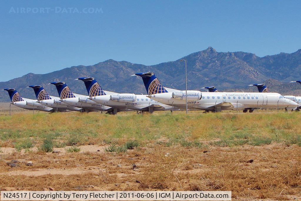 N24517, 2000 Embraer ERJ-135LR (EMB-135LR) C/N 145332, 2000 Embraer EMB-135LR, c/n: 145332 at front of this line of stored CO EMB145s at Kingman