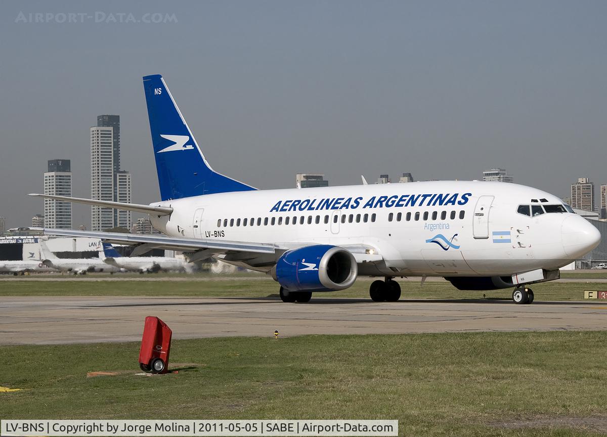 LV-BNS, 1990 Boeing 737-5K5 C/N 24776, Taxi to RWY 13.