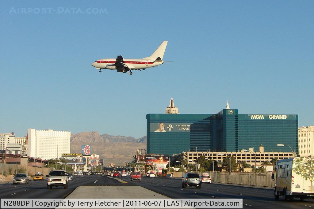 N288DP, 2003 Boeing 737-66N C/N 29892, Janet Airlines' Boeing 737-66N, c/n: 29892 crosses Tropicana Avenue heading for Runway 19 landing at Las Vegas