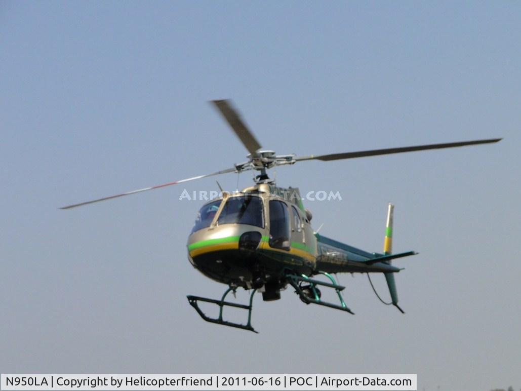 N950LA, 2010 Eurocopter AS-350B-2 Ecureuil Ecureuil C/N 4930, On final, air taxiing on taxiway Sierra towards LA County helipads