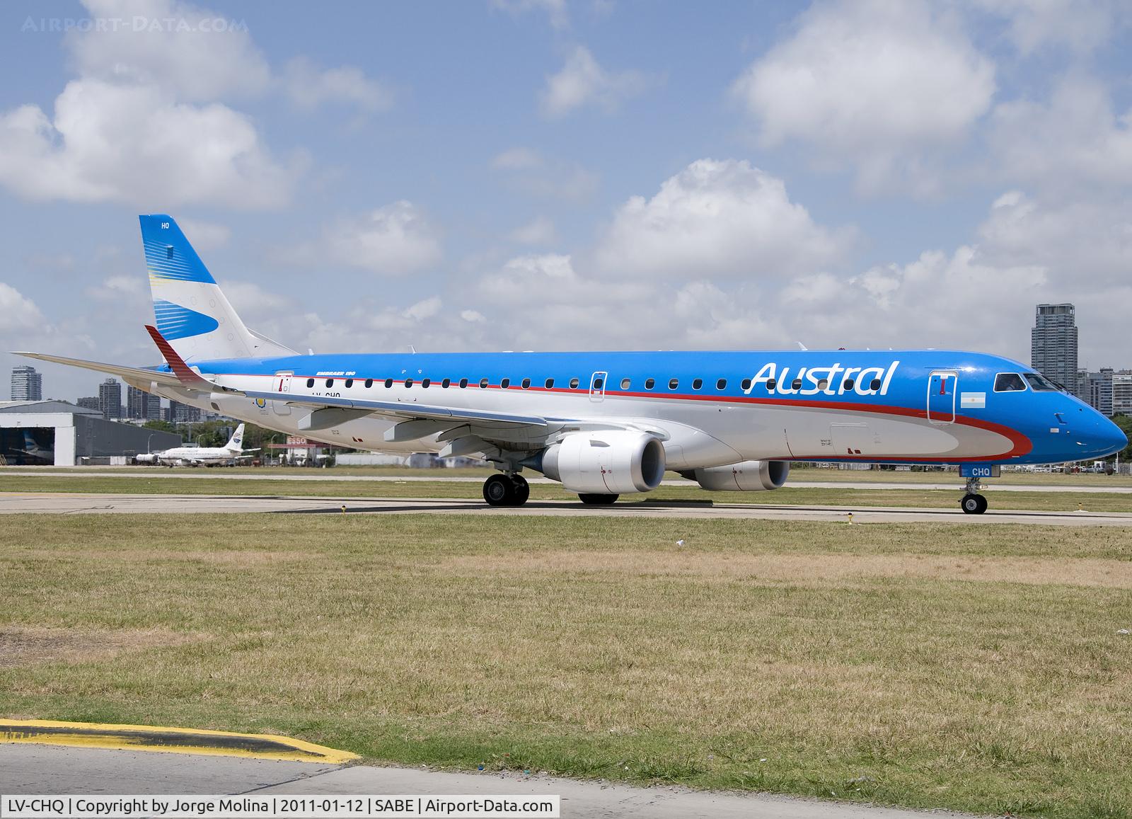 LV-CHQ, 2010 Embraer 190AR (ERJ-190-100IGW) C/N 19000397, Taxi to RWY 13.