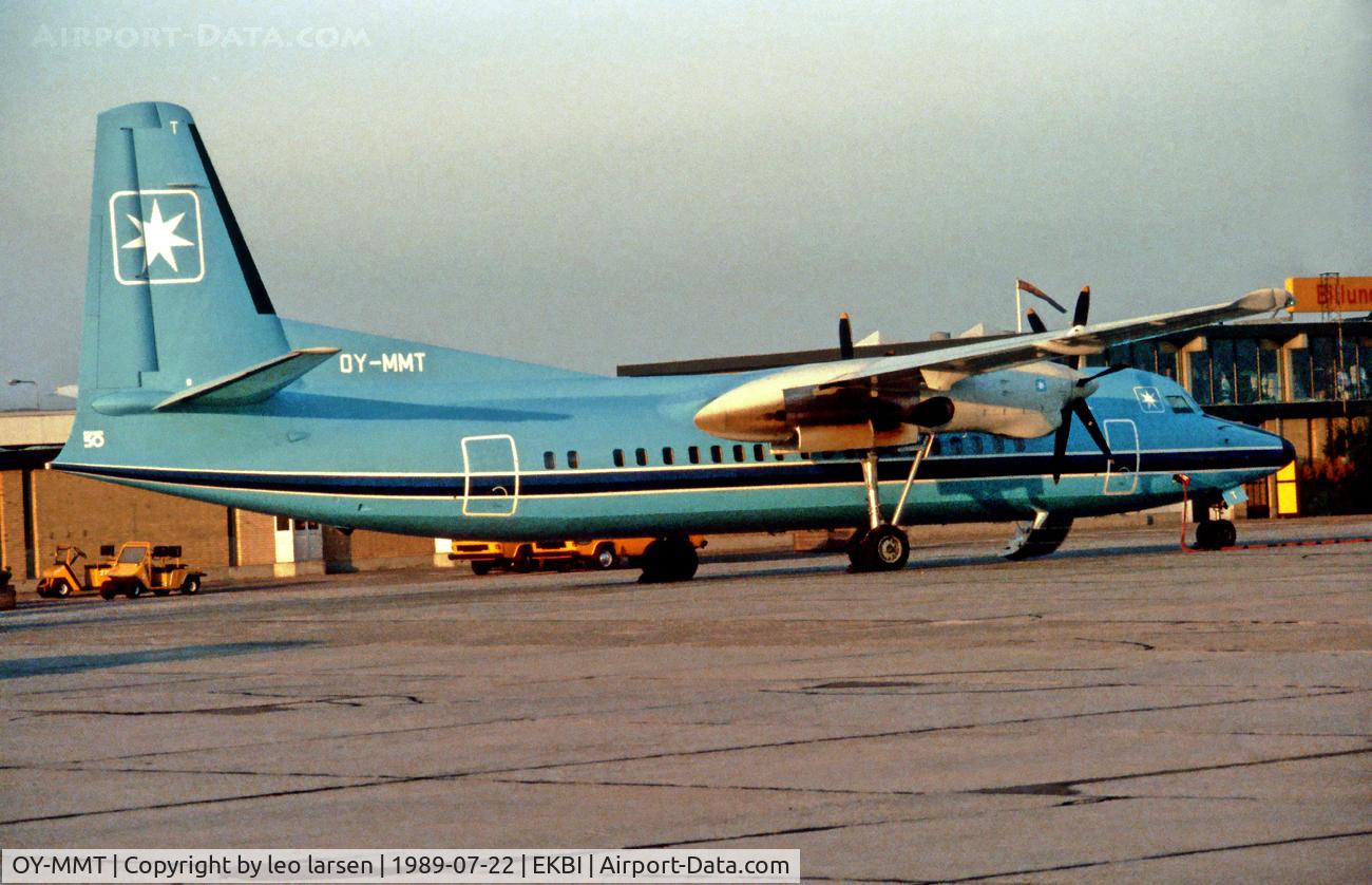 OY-MMT, 1989 Fokker 50 C/N 20149, Billund 22.7.89