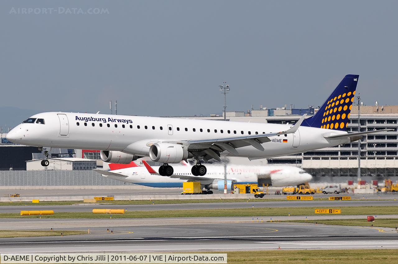 D-AEME, 2009 Embraer 195LR (ERJ-190-200LR) C/N 19000308, Augsburg Airways