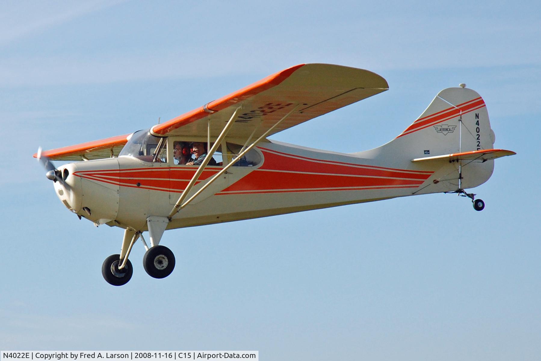 N4022E, 1947 Aeronca 11BC Chief C/N 11BC-110, N4022E in the air over a private airstrip near Pekin, IL. (demo flight for current owners)