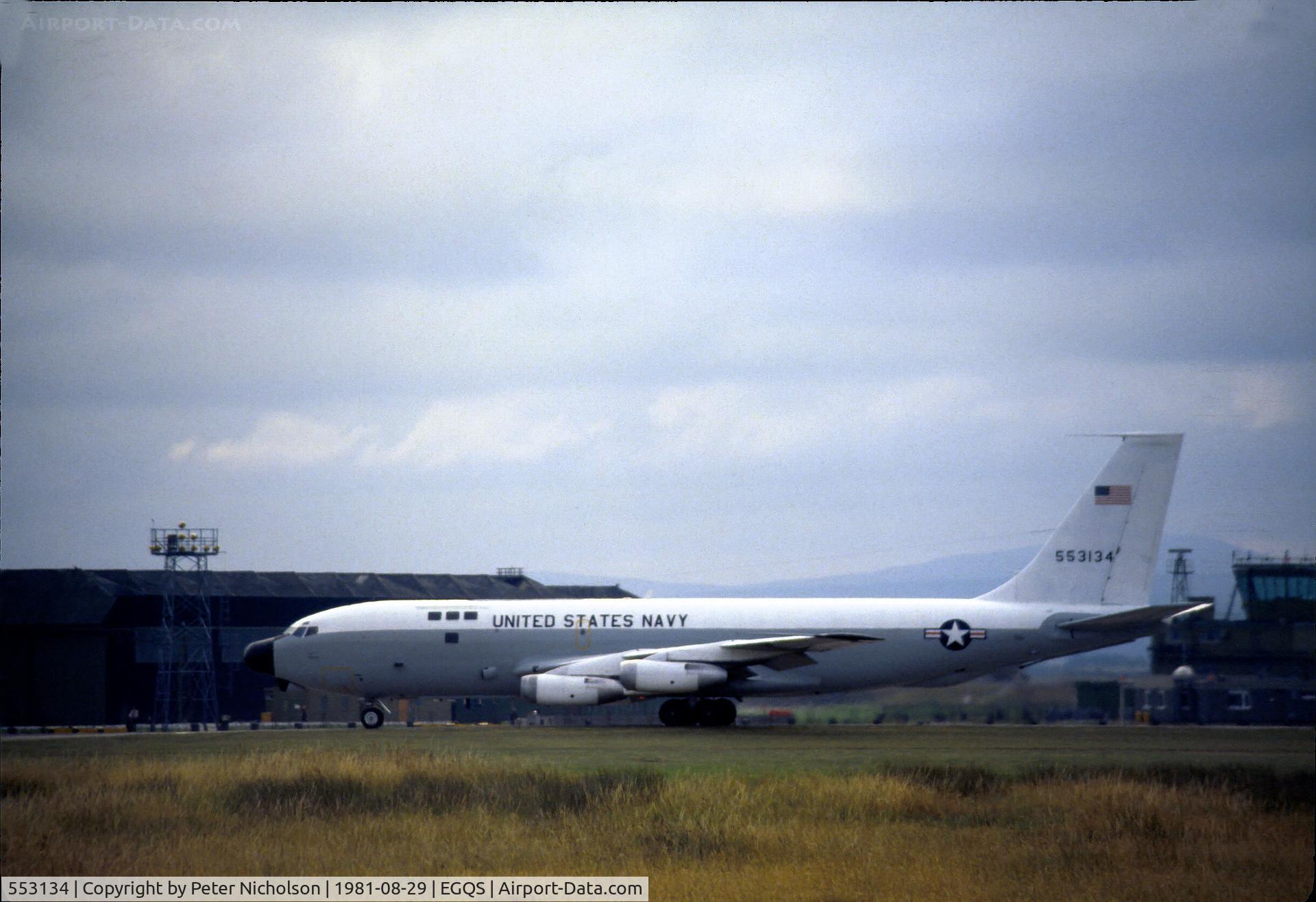 553134, 1955 Boeing NKC-135A Stratotanker C/N 17250, NKC-135A of the US Navy's Fleet Electronic Warfare Support Group [FEWSG] active at RAF Lossiemouth during Exercise Ocean Venture in August 1981.