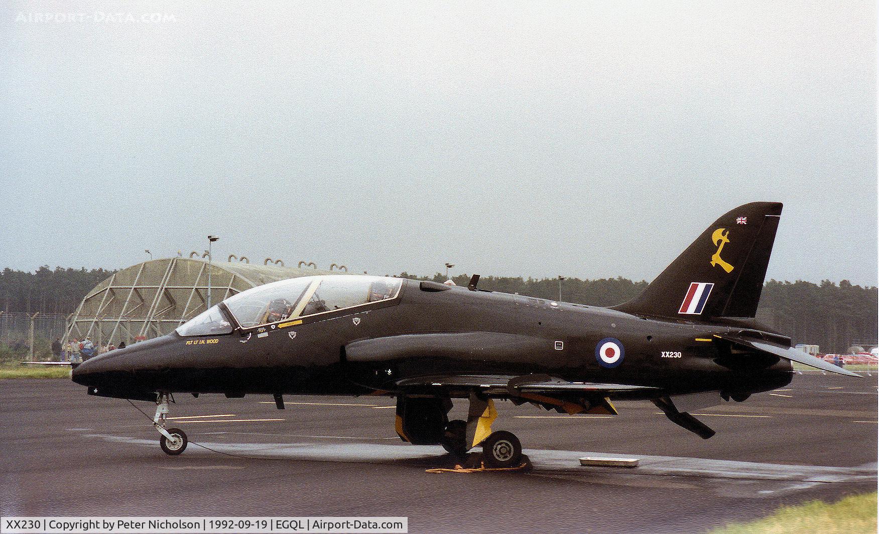 XX230, 1978 Hawker Siddeley Hawk T.1A C/N 066/312066, Hawk T.1A of 63 Squadron/7 Flying Training School at RAF Chivenor on display at the 1992 RAF Leuchars Airshow.