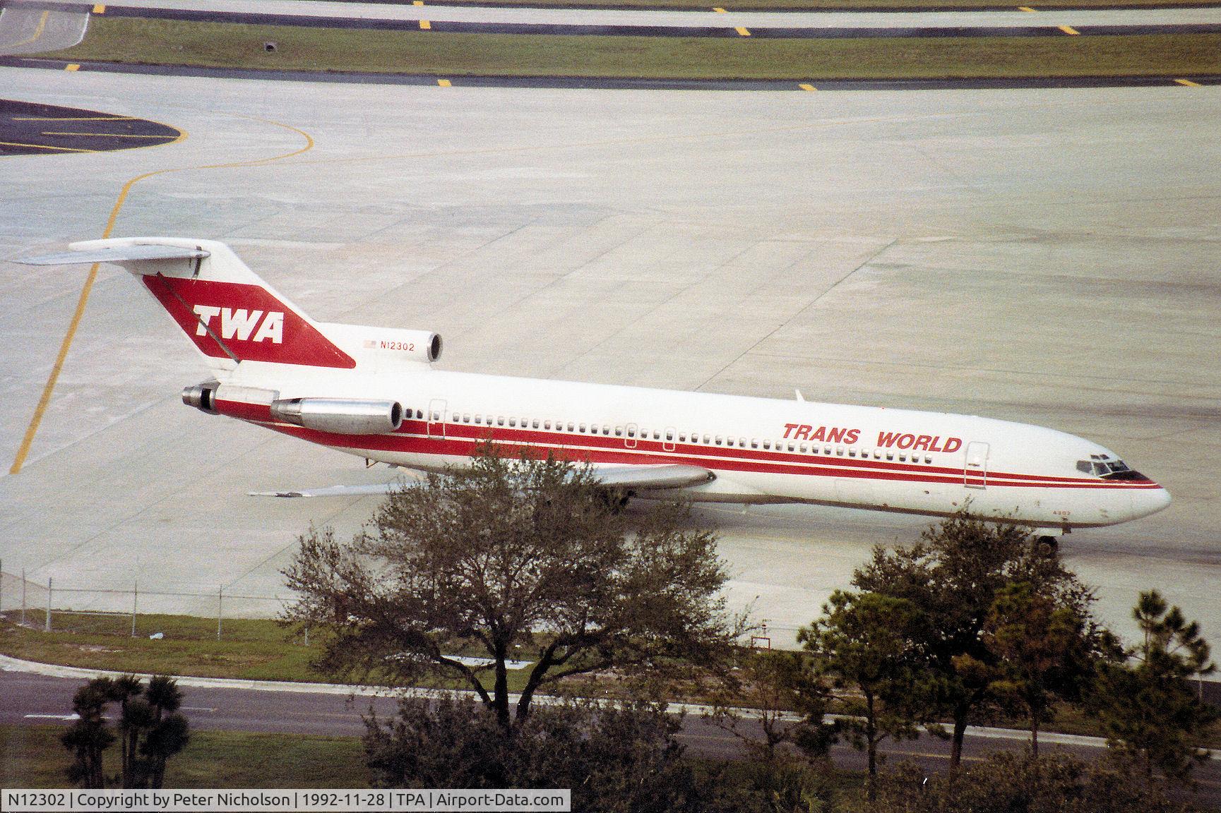 N12302, 1968 Boeing 727-231 C/N 19559, Boeing 727-231 of Trans World Airlines as seen at Tampa in November 1992.