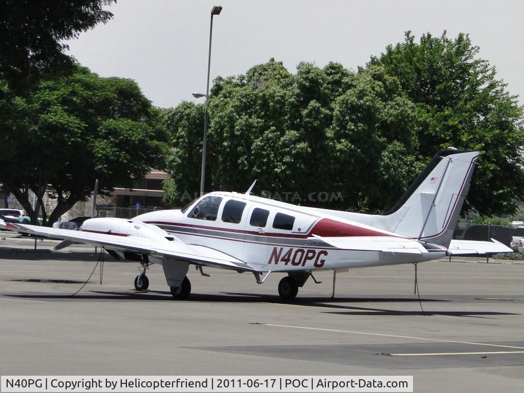 N40PG, 1980 Beech 58P Baron C/N TJ-309, Tied down and parked in transient parking