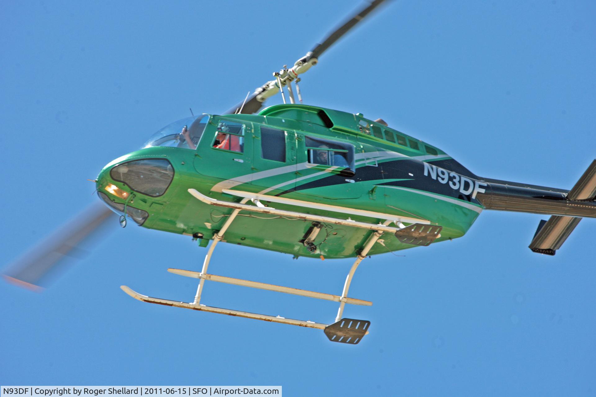 N93DF, 1981 Bell 206L-1 LongRanger II C/N 45611, Apparently checking power lines near San Mateo Bridge , San Francisco Bay.