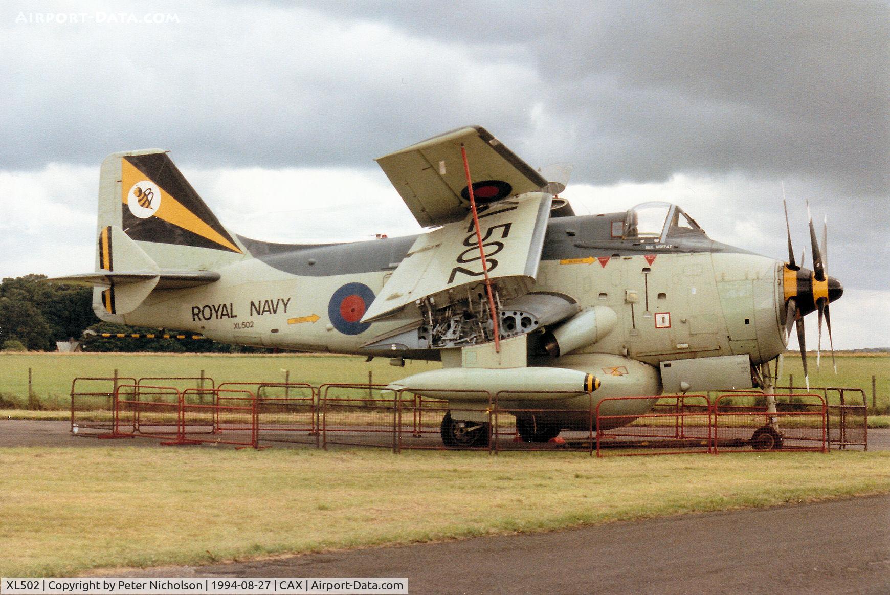 XL502, 1961 Fairey Gannet AEW.3 C/N F9461, Neil Moffat's Gannet AEW.3 was on display at the 1994 Carlisle Airshow.