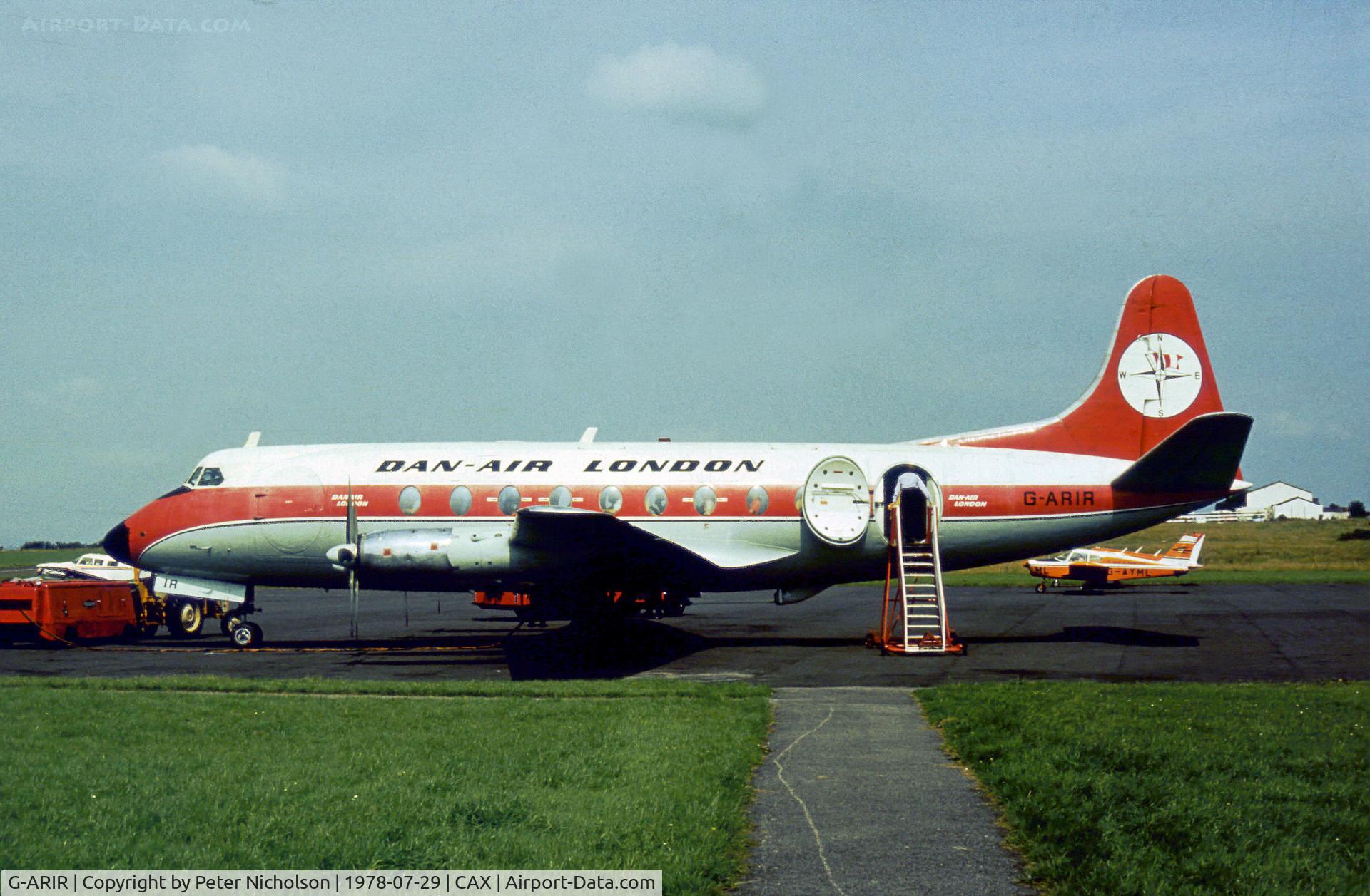 G-ARIR, 1954 Vickers Viscount 708 C/N 36, Viscount 708 of Dan-Air operating from Carlisle in the Summer of 1978.