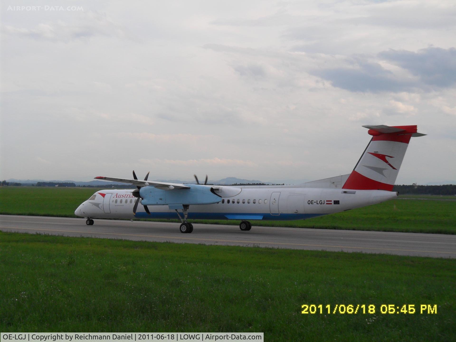 OE-LGJ, 2005 De Havilland Canada DHC-8-402Q Dash 8 C/N 4104, Juast arrived from Vienna