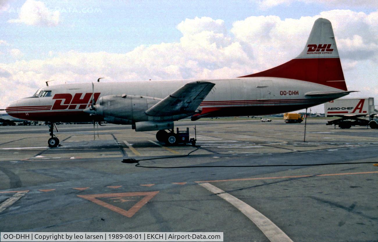 OO-DHH, 1953 Convair 580(F) C/N 186/043, OO-DHH in DHL c/s Copenhagen 1.8.89